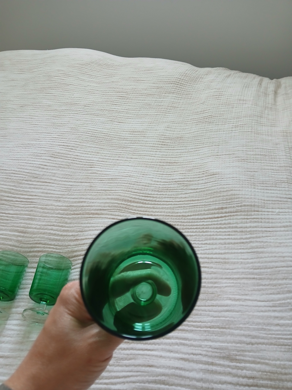 Vintage Luminarc France Cavalier Emerald Green Wine Glasses Set Of 3 1970s - Picture 5 of 5